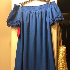 Cobalt off the shoulder dress